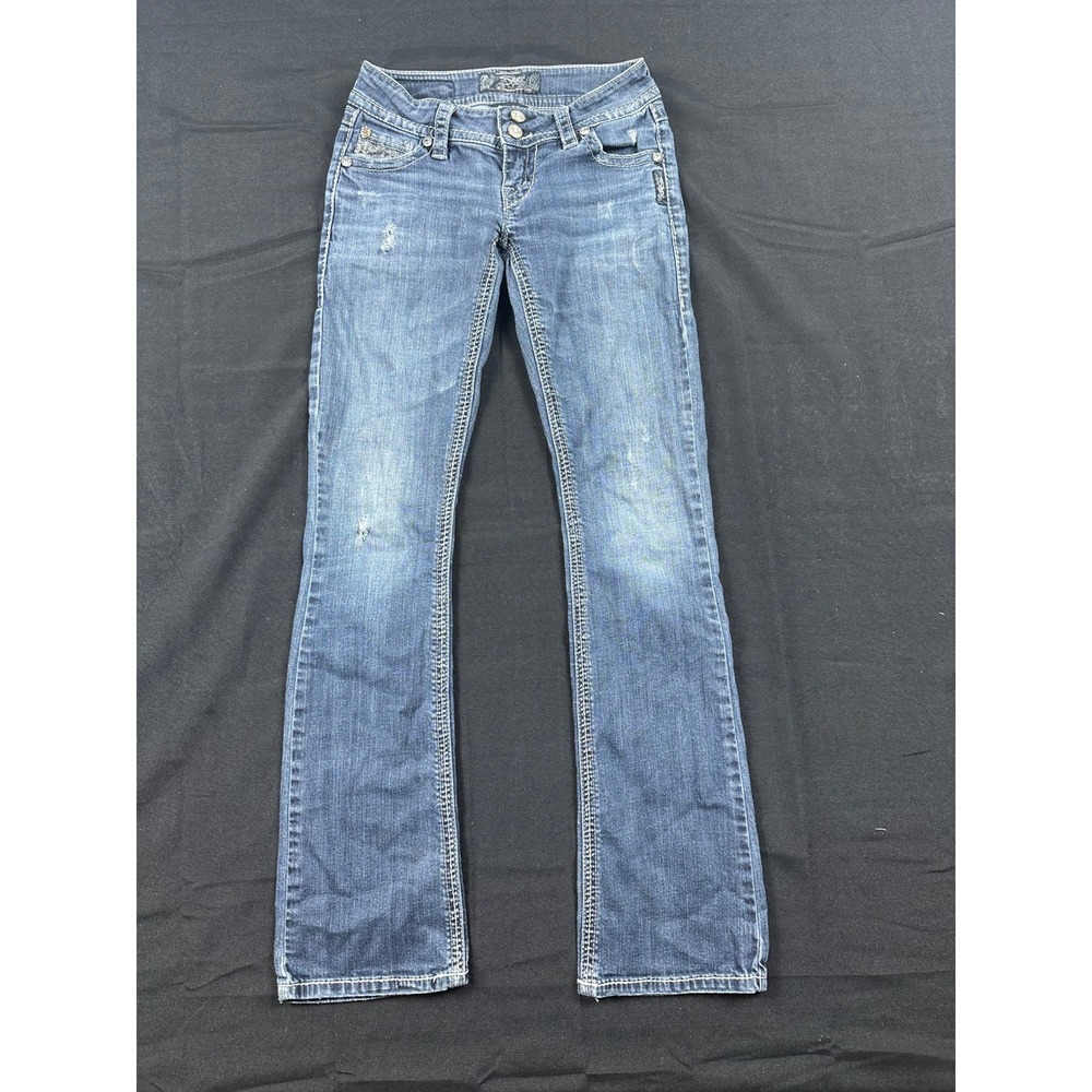 Silver Jeans Co Dawson Mid Rise Bootcut Distressed Blue Jeans W24 L32 Womens